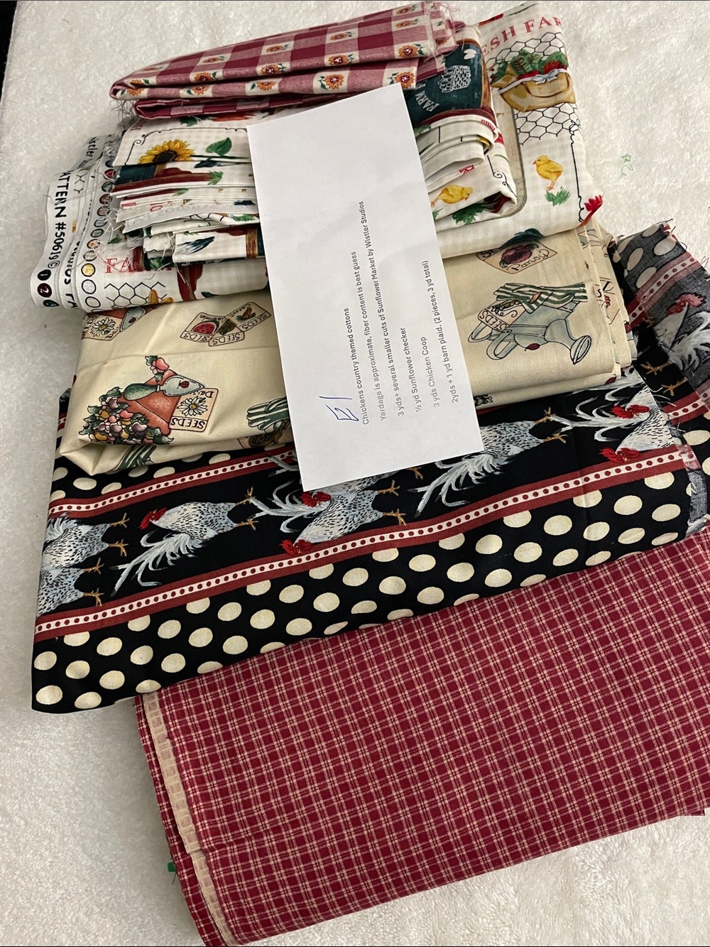 4-5 LB MIXED COUNTRY THEMED COTTONS FABRIC BUNDLE • CRAFT & SEWING E1